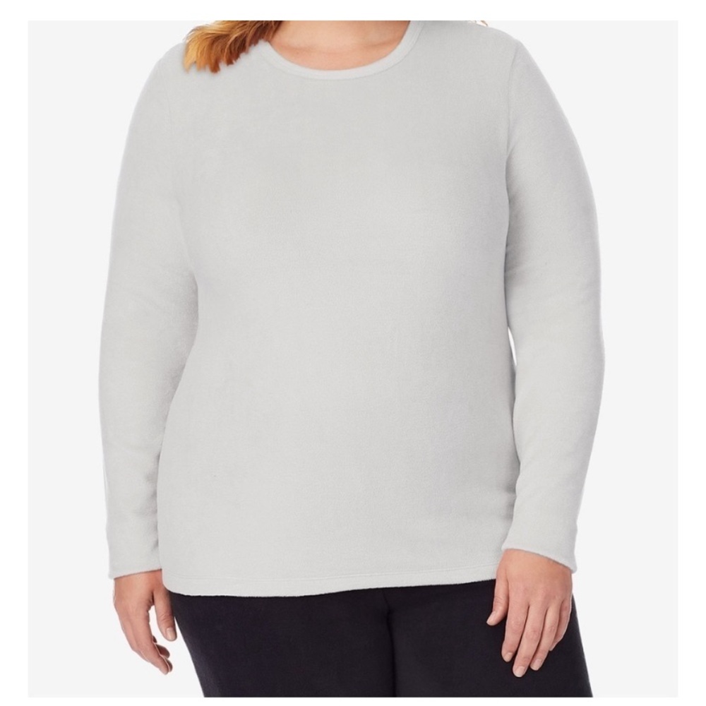 Women’s Cuddl Duds Silver Gray Fleece Wear Long Sleeve Crew Neck Top. Size 2X